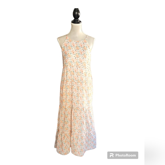 Yours Truley | Spring Maxi Dress | Size 10| POCKETS | Orange and green flowers| - Picture 2 of 6